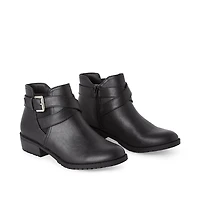 Time and Tru Women's Buckle Detail Booties, Wide Width Sizes 6-10
