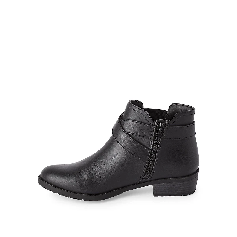 Time and Tru Women's Buckle Detail Booties, Wide Width Sizes 6-10