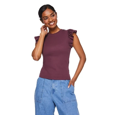 T-shirt côtelé à volants George pour femmes