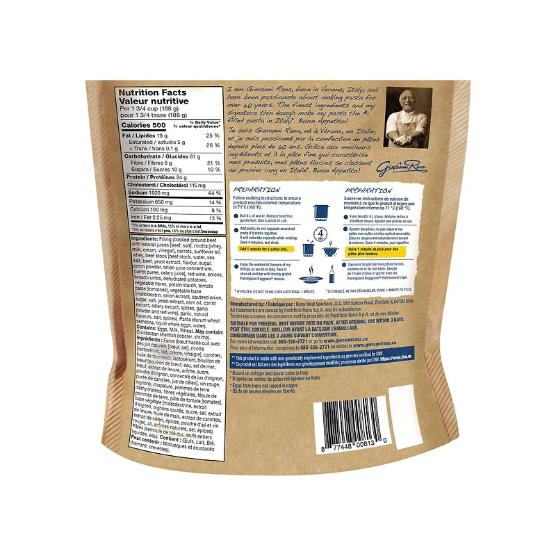 Bœuf braisé ravioli Rana