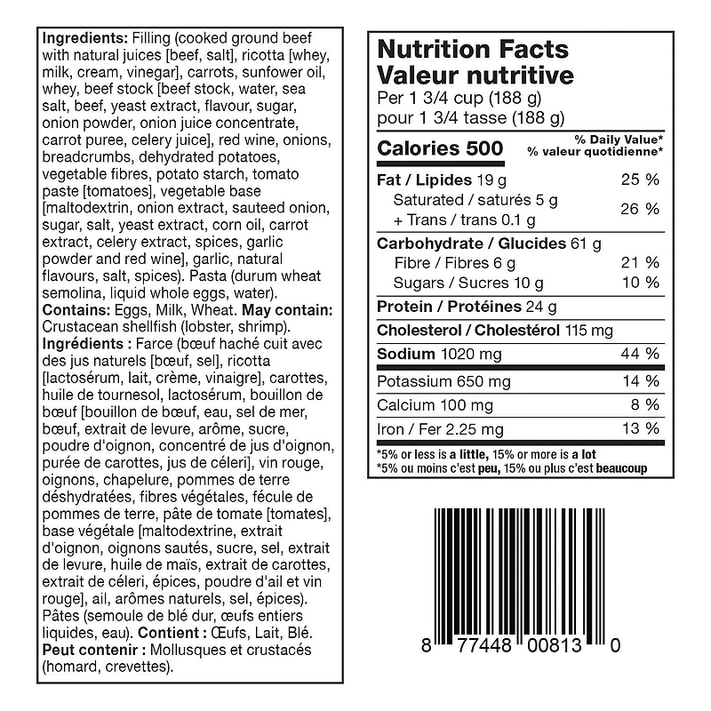 Bœuf braisé ravioli Rana