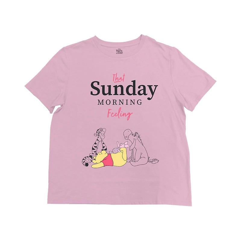 Disney Winnie The Pooh Ladies <br>Sunday Morning Short Sleeve T-Shirt