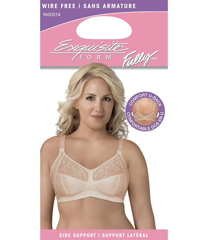 Exquisite Form #9600514 FULLY Soft Cup Bra, Wire-Free, Embroidered Mesh