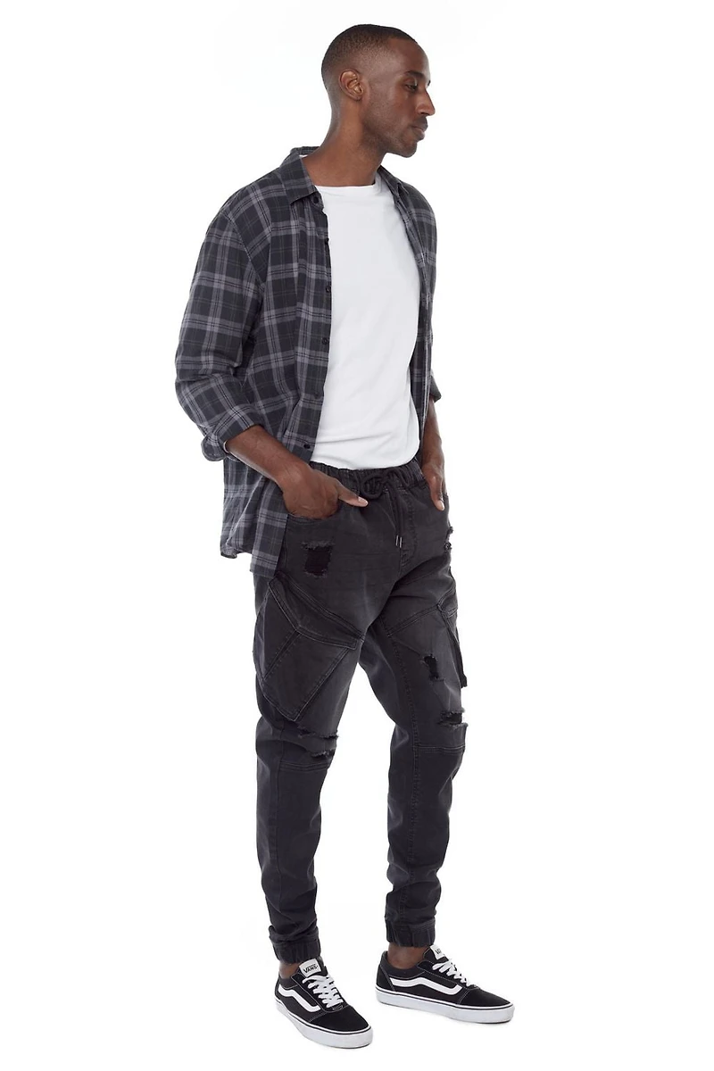 Jeaniologie ™ Cuffed Cargo Jogger -Black