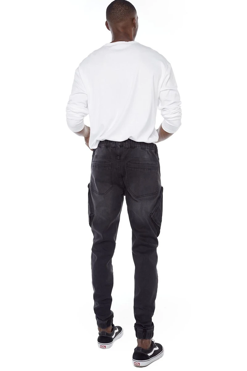 Jeaniologie ™ Cuffed Cargo Jogger -Black