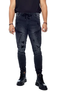 Jeaniologie ™ Cuffed Cargo Jogger -Black