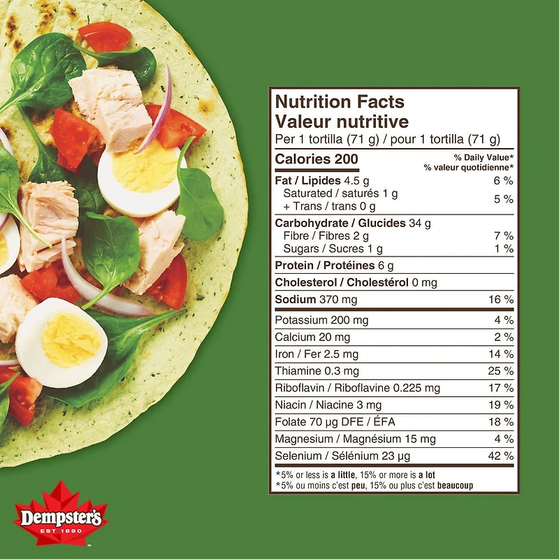 Dempster’s® Spinach Large Tortillas