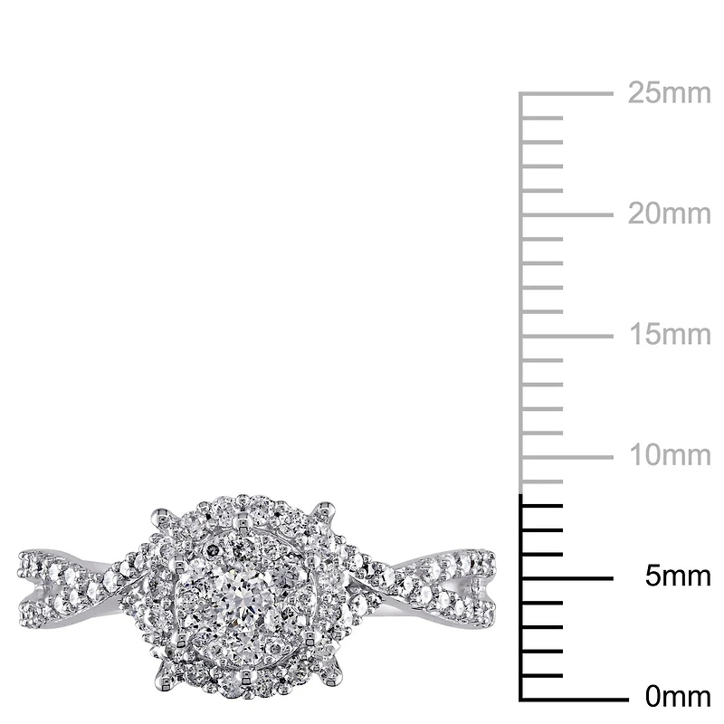 Bague de fiançailles Miabella avec grappe de diamants 0,50 ct poids total en or blanc 10 k