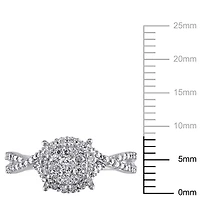 Bague de fiançailles Miabella avec grappe de diamants 0,50 ct poids total en or blanc 10 k