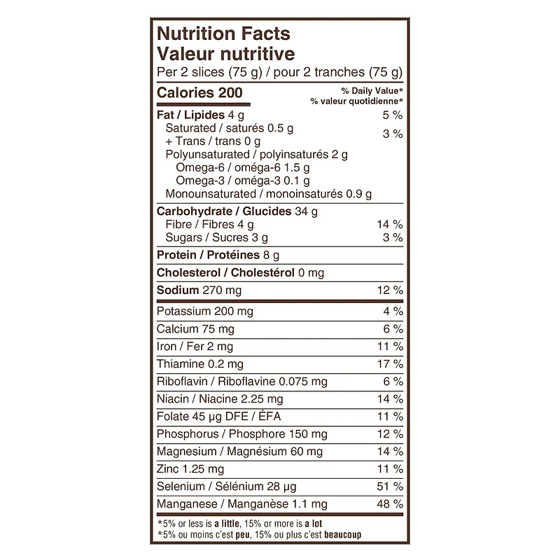 Dempster’s® 100% Whole Grains Multigrain Sliced Bread, 600 g