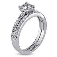 Ensemble nuptial Miabella avec diamants de coupe princesse et ronde 0,33 ct poids total en or blanc 10 K