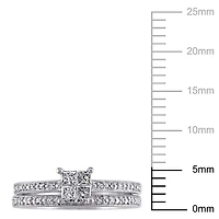 Ensemble nuptial Miabella avec diamants de coupe princesse et ronde 0,33 ct poids total en or blanc 10 K
