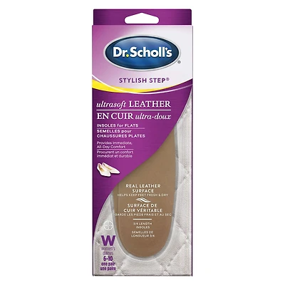 Semelles Dr. Scholl’s en cuir ultra-doux pour chaussures plates pour femmes 1 paire dames 6-10