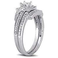 Miabella 0.33 Carat T.W. Princess and Round-cut Diamond 10 K White Gold Bridal Set