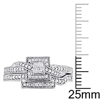Miabella 0.33 Carat T.W. Princess and Round-cut Diamond 10 K White Gold Bridal Set