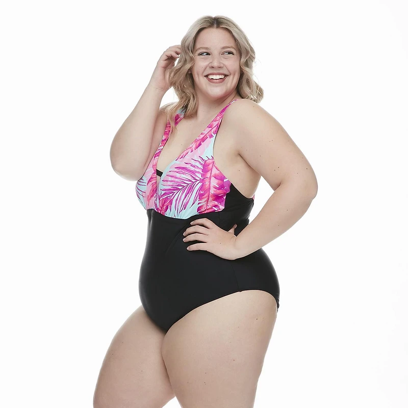 George Plus Women's Ladder V-Neckline 1-Piece Swimsuit