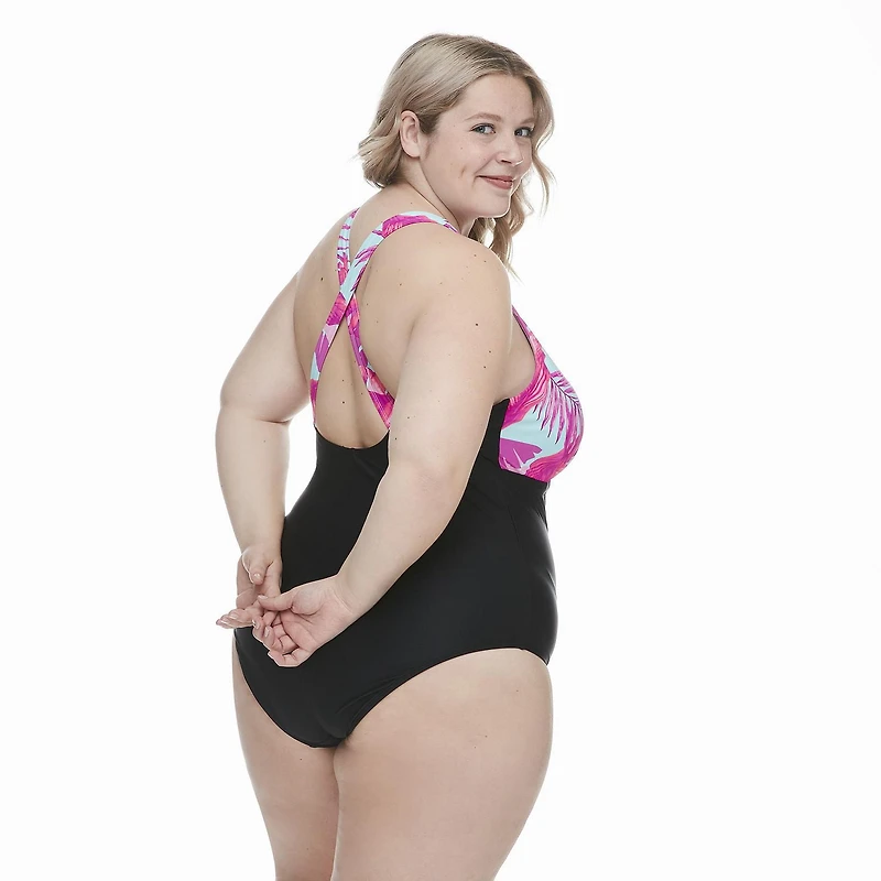 George Plus Women's Ladder V-Neckline 1-Piece Swimsuit