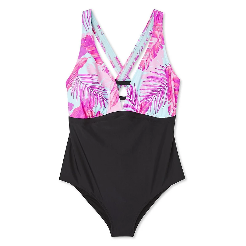 George Plus Women's Ladder V-Neckline 1-Piece Swimsuit