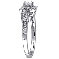 Miabella 0.25 Carat T.W. Princess and Round-Cut Diamond 10 K White Gold Swirl Engagement Ring