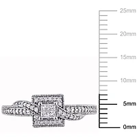 Bague de fiançailles torsadée Miabella avec diamants de coupe princesse et ronde 0,25 ct poids total en or blanc 10 k