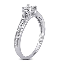 Miabella 0.20 Carat T.W. Princess and Round-Cut Diamond 10 K White Gold Bypass Engagement Ring