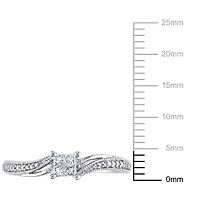 Miabella 0.20 Carat T.W. Princess and Round-Cut Diamond 10 K White Gold Bypass Engagement Ring