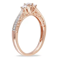 Bague de fiançailles à trois pierres Miabella avec diamants 0,25 ct poids total en or rosé 10 k