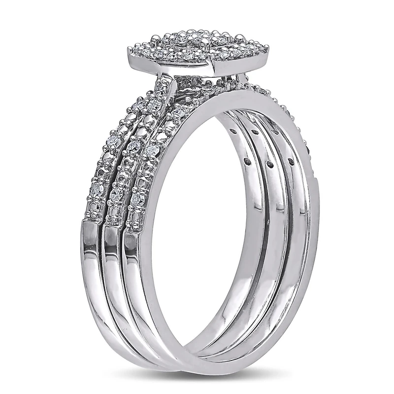 Miabella 0.33 Carat T.W. Diamond 10 K White Gold Halo Bridal Set