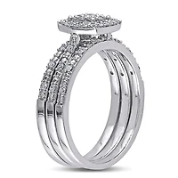 Miabella 0.33 Carat T.W. Diamond 10 K White Gold Halo Bridal Set