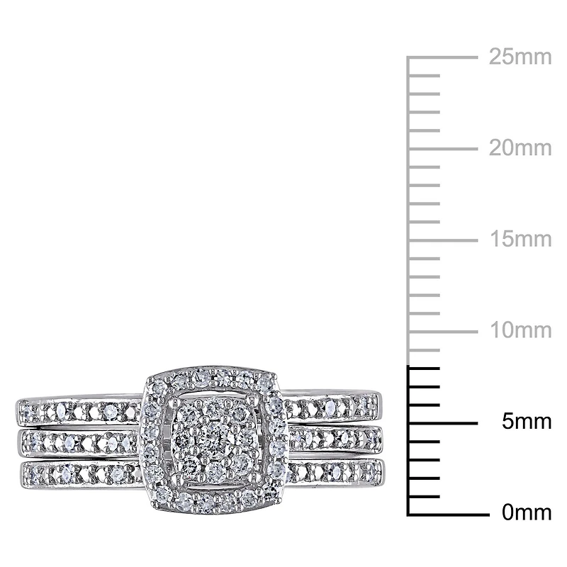 Miabella 0.33 Carat T.W. Diamond 10 K White Gold Halo Bridal Set