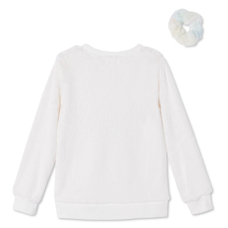 Btween Girls' Plush Knit Sweater with Scrunchie 2-Piece Set