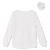 Btween Girls' Plush Knit Sweater with Scrunchie 2-Piece Set
