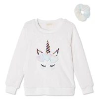 Btween Girls' Plush Knit Sweater with Scrunchie 2-Piece Set