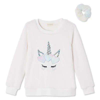 Btween Girls' Plush Knit Sweater with Scrunchie 2-Piece Set