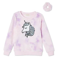 Btween Girls' Plush Knit Sweater with Scrunchie 2-Piece Set