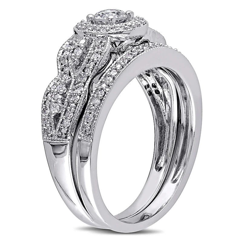Ensemble nuptial Miabella avec diamants 0,50 ct poids total en or blanc 10 k