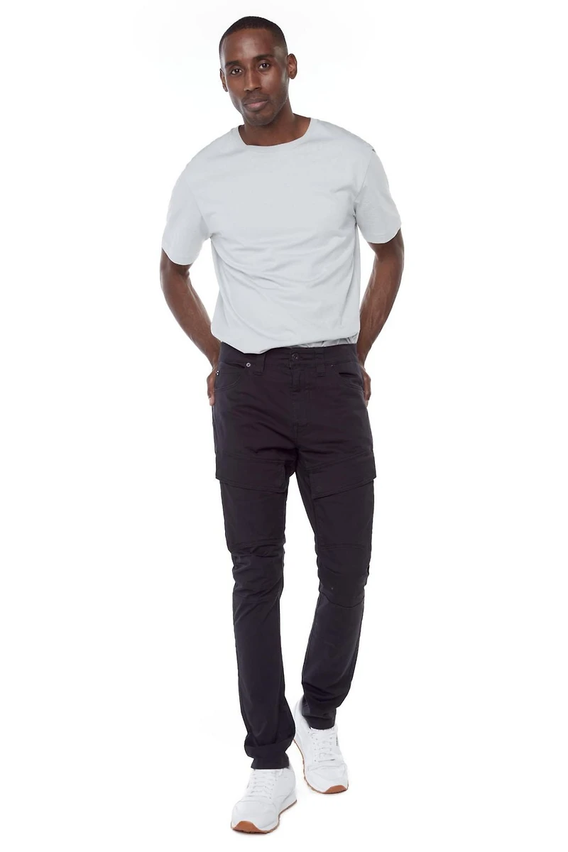 Jeaniologie ™ Pantalon cargo pour homme avec détails aux genoux - Noir