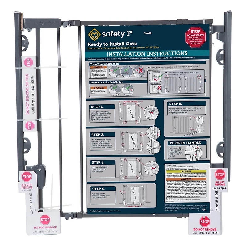 Barrière prête à installer au haut de l'escalier de Safety 1st