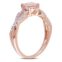 Tangelo 0.80 Carat T.G.W. Morganite and 0.10 Carat T.W. Diamond 10 K Rose Gold Cross-Over Ring