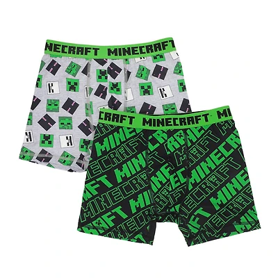 Minecraft Boys' Boxer Briefs 2-Pack - Creeper & Logo Print