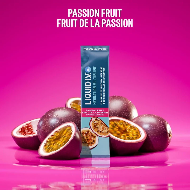 Liquid I.V. Passion Fruit Hydration Multiplier Electrolyte Drink Mix, 16g Mix/6 units
