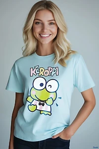 Keroppi Light Blue T-Shirt for Women – Sanrio Character Apparel
