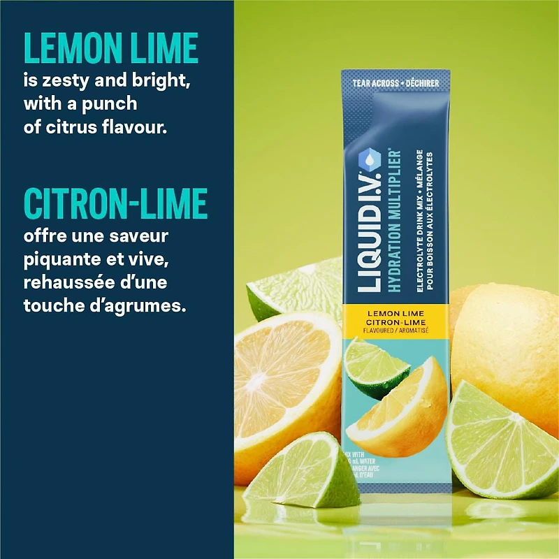 Liquid I.V. Lemon Lime Hydration Multiplier Electrolyte Drink Mix, 16g Mix/6 units