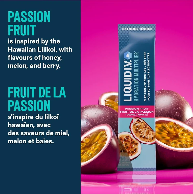 Liquid I.V. Passion Fruit Hydration Multiplier Electrolyte Drink Mix, 16g Mix/6 units