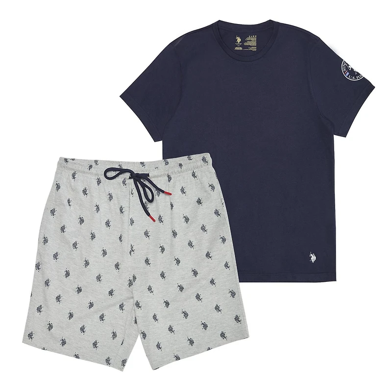 U.S. POLO ASSN. Men's Short Sleeve Crew Tee and Knit Short Sleep Set