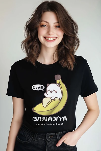 Bananya  Ladies Crew Neck T-shirt Black