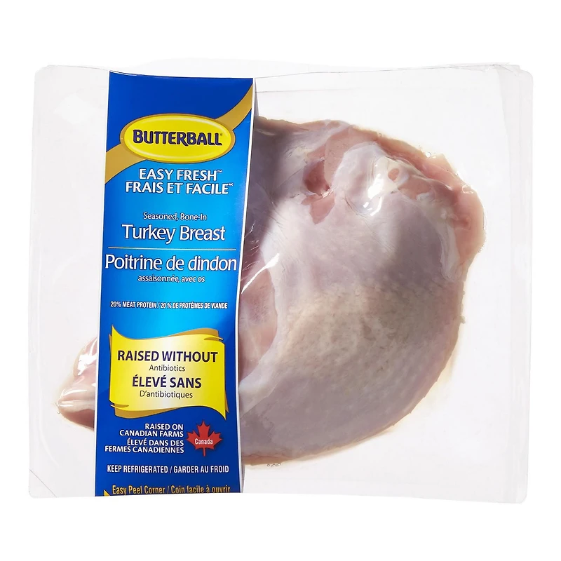 Butterball Fresh Turkey Bone-In Breast, Raised without Antibiotics (RWA), 1 breast / package, 0.65 - 0.80 KG