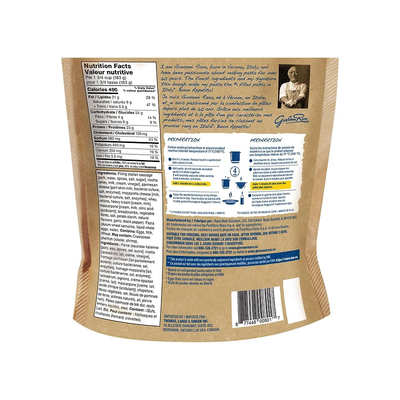 Saucisse italienne ravioli Rana