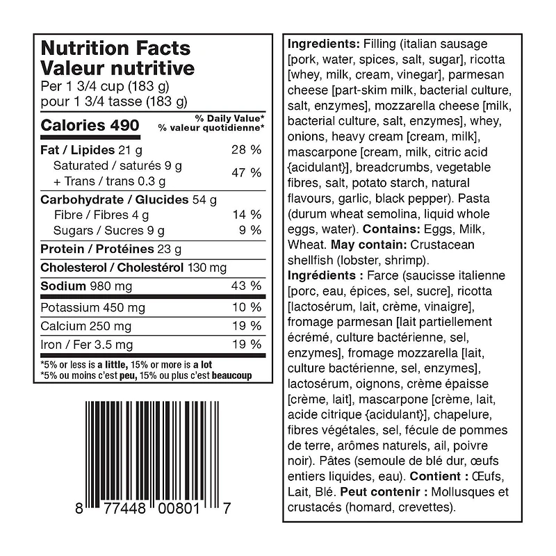 Saucisse italienne ravioli Rana