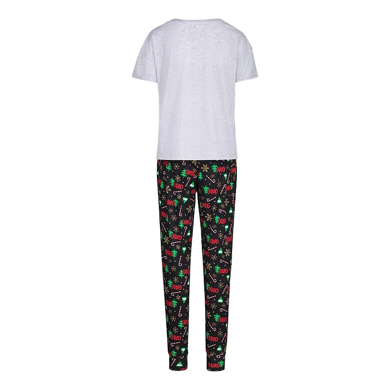 Elf ladies two piece pajama set
